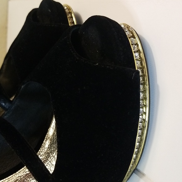 Adrianna Papell Peep Toe Heels Size 9.5 Black Suede Bling main image 6